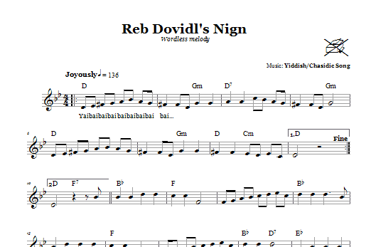 Yiddish/Chasidic Song Reb Dovidl's Nign (Wordless Melody) Sheet Music Notes & Chords for Melody Line, Lyrics & Chords - Download or Print PDF