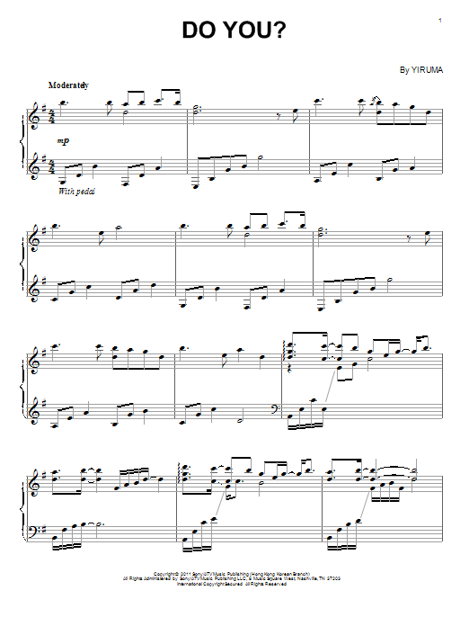 Yiruma Do You? Sheet Music Notes & Chords for Piano - Download or Print PDF