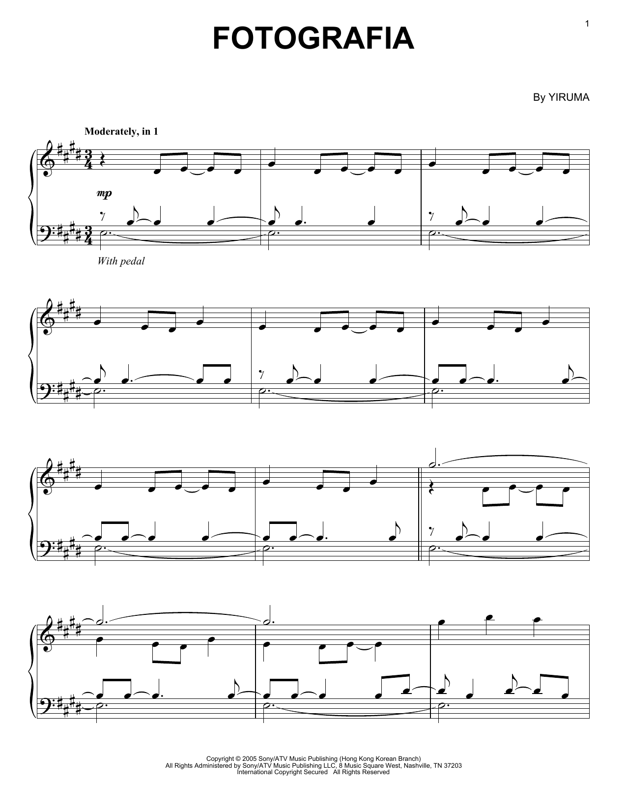 Yiruma Fotografia Sheet Music Notes & Chords for Piano - Download or Print PDF
