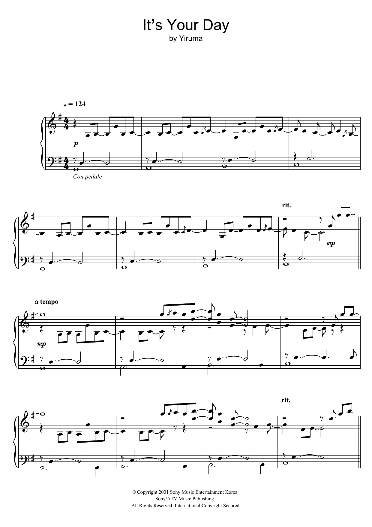 Yiruma It's Your Day Sheet Music Notes & Chords for Piano - Download or Print PDF