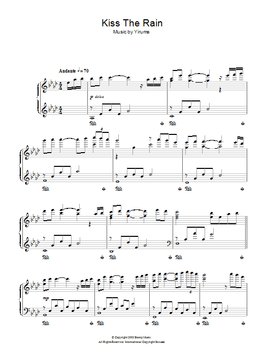Yiruma Kiss The Rain Sheet Music Notes & Chords for Easy Piano - Download or Print PDF