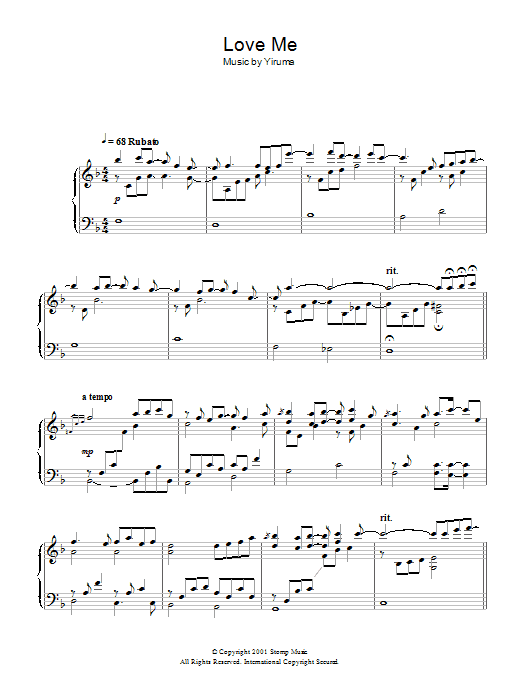 Yiruma Love Me Sheet Music Notes & Chords for Piano - Download or Print PDF
