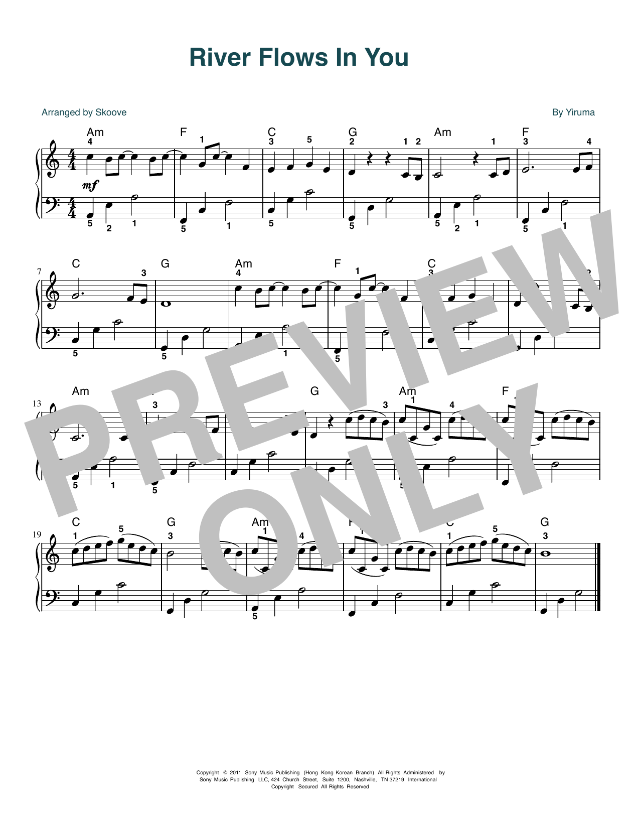 Yiruma River Flows In You (arr. Skoove) Sheet Music Notes & Chords for Easy Piano - Download or Print PDF