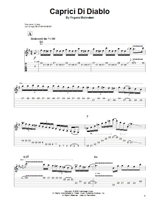 Yngwie Malmsteen Caprici Di Diablo Sheet Music Notes & Chords for Guitar Tab Play-Along - Download or Print PDF