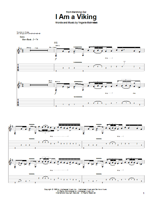Yngwie Malmsteen I Am A Viking Sheet Music Notes & Chords for Guitar Tab - Download or Print PDF