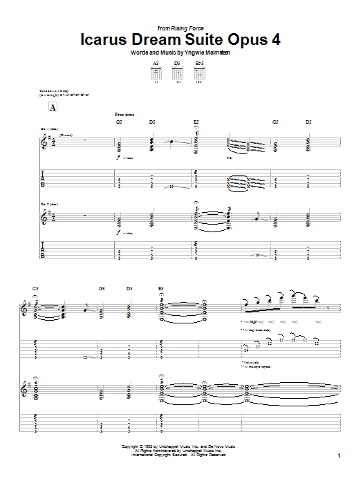 Yngwie Malmsteen Icarus Dream Suite Opus 4 Sheet Music Notes & Chords for Guitar Tab - Download or Print PDF