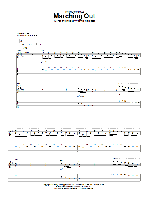 Yngwie Malmsteen Marching Out Sheet Music Notes & Chords for Guitar Tab - Download or Print PDF