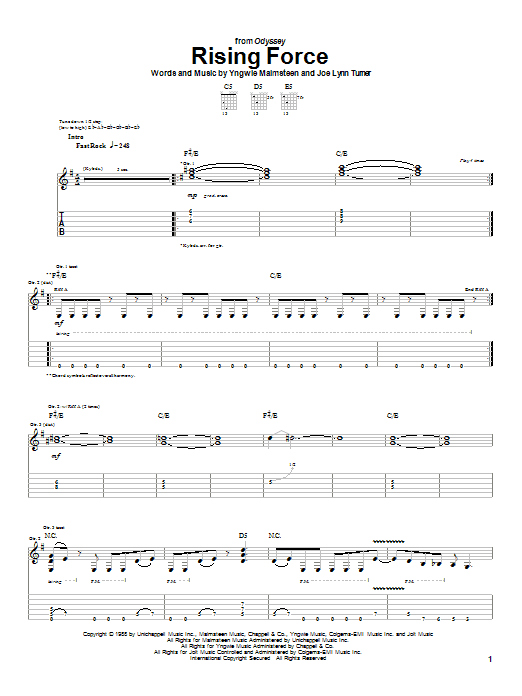 Yngwie Malmsteen Rising Force Sheet Music Notes & Chords for Guitar Tab - Download or Print PDF