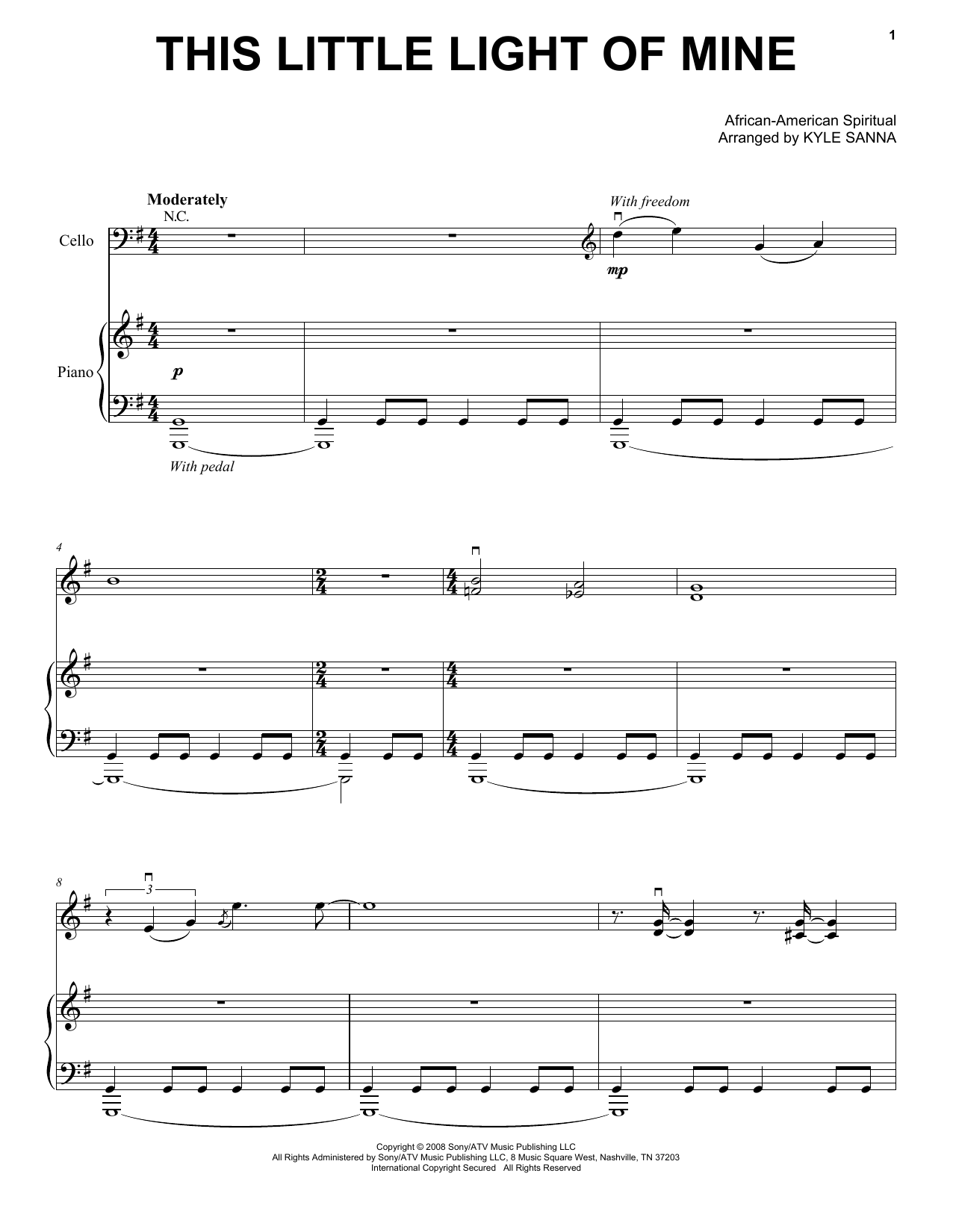 Yo-Yo Ma This Little Light Of Mine Sheet Music Notes & Chords for Piano, Vocal & Guitar (Right-Hand Melody) - Download or Print PDF