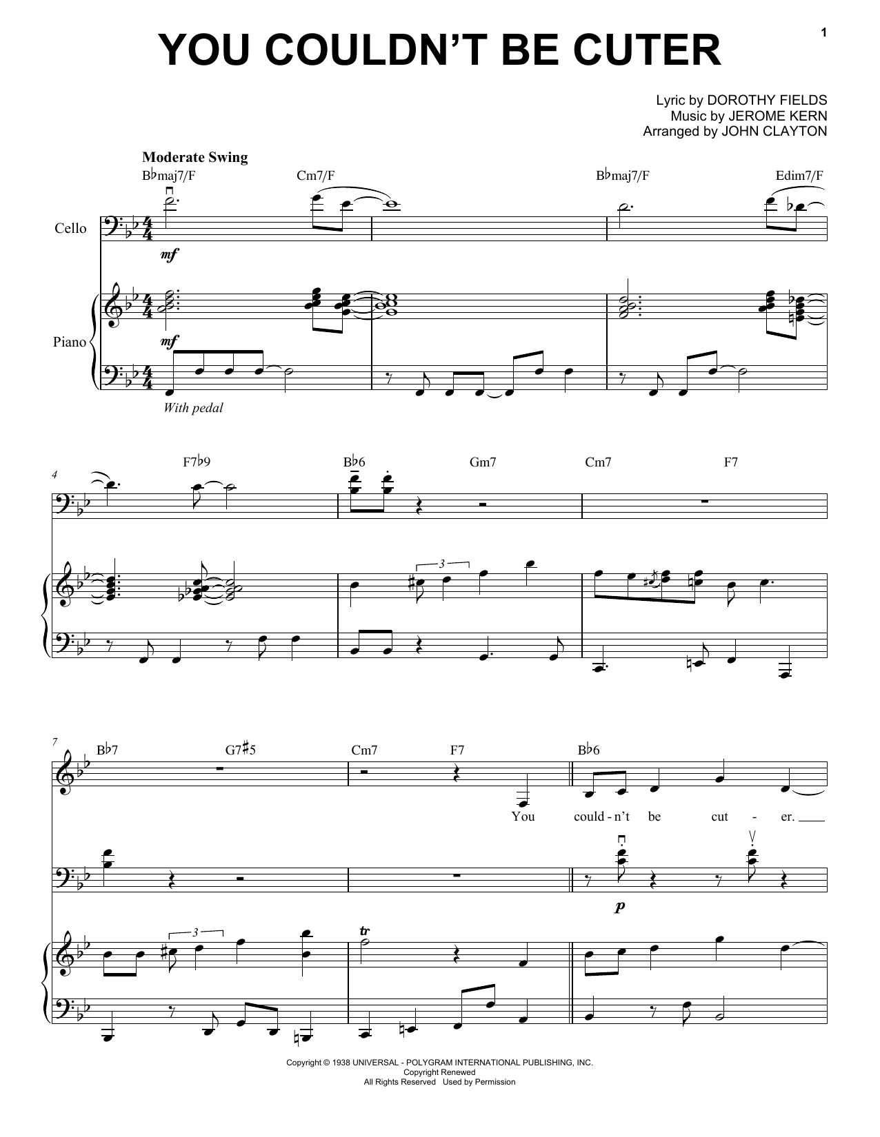 Yo-Yo Ma You Couldn't Be Cuter Sheet Music Notes & Chords for Piano, Vocal & Guitar (Right-Hand Melody) - Download or Print PDF