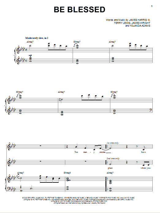 Yolanda Adams Be Blessed Sheet Music Notes & Chords for Piano & Vocal - Download or Print PDF