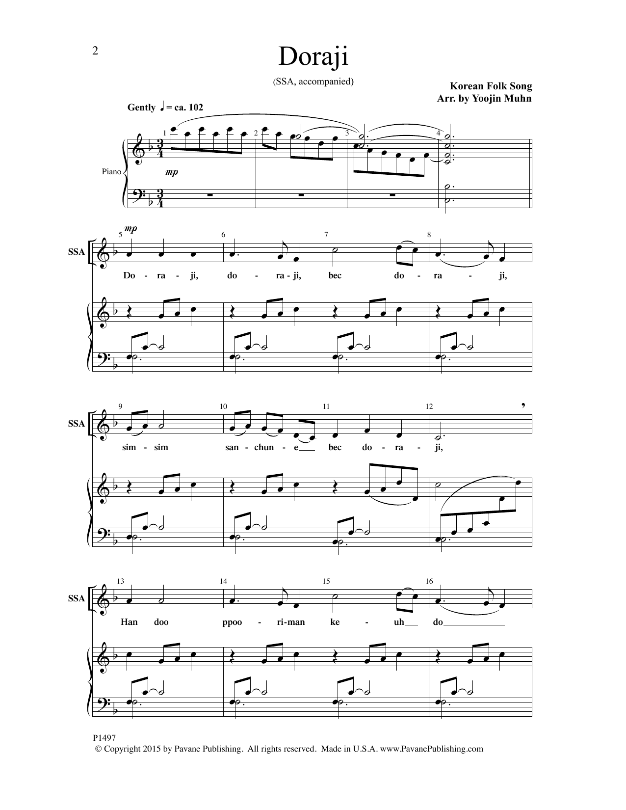 Yoojin Muhn Doraji Sheet Music Notes & Chords for Choral - Download or Print PDF
