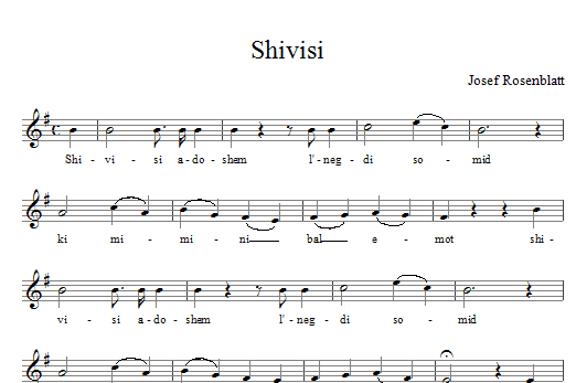 Yossele Rosenblatt Shivisi Sheet Music Notes & Chords for Voice - Download or Print PDF