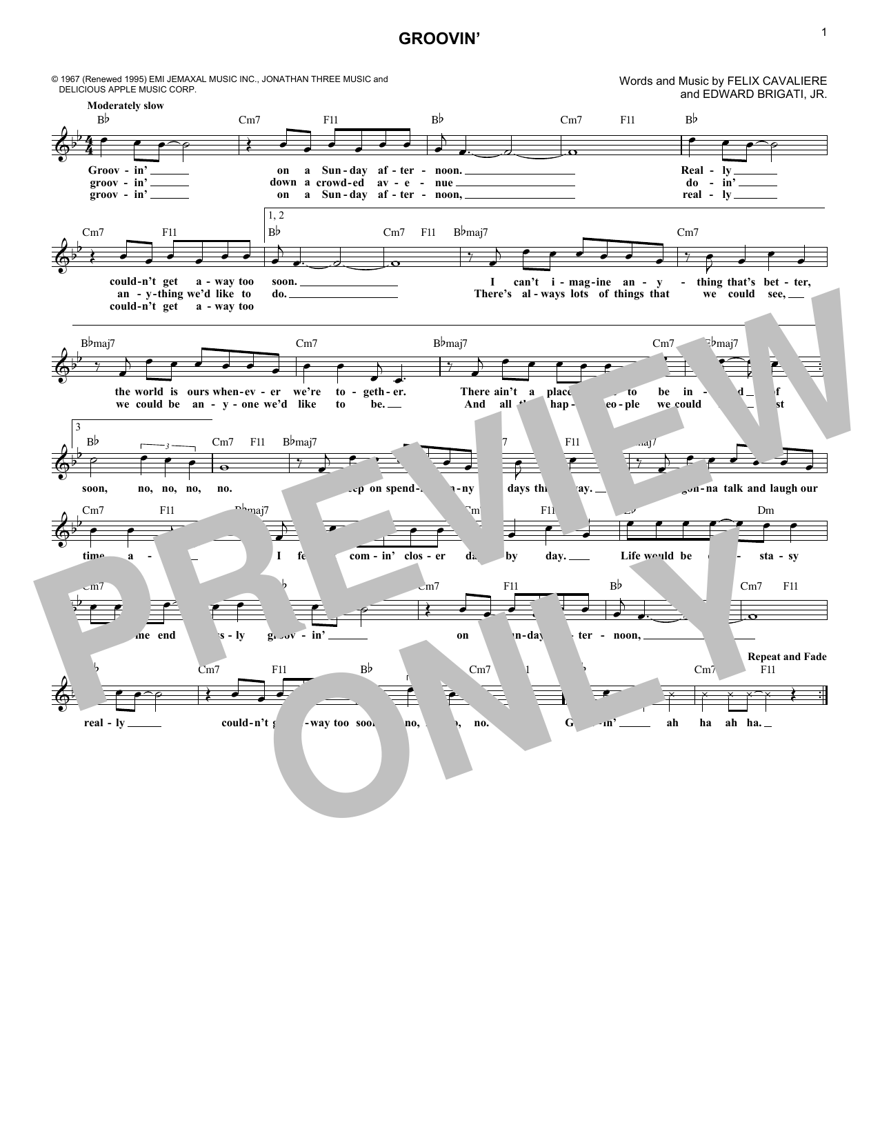 Young Rascals Groovin' Sheet Music Notes & Chords for French Horn - Download or Print PDF