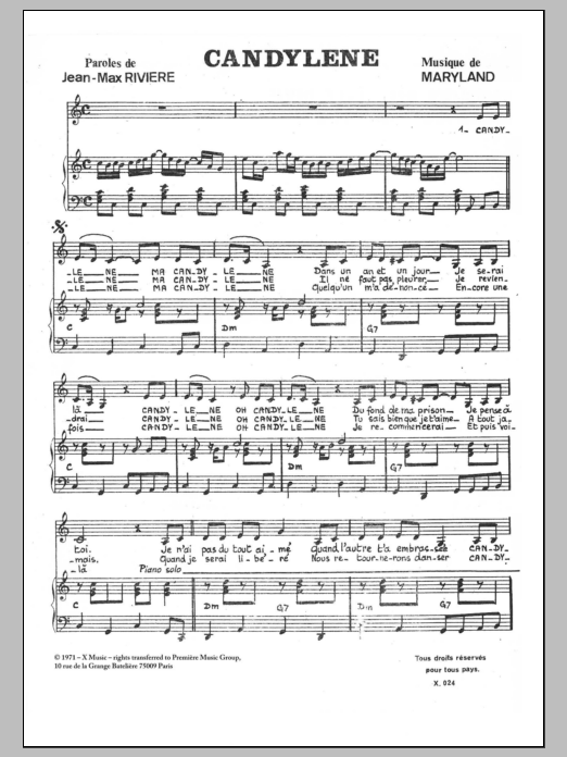 Yves Heuze Candylene Sheet Music Notes & Chords for Piano & Vocal - Download or Print PDF