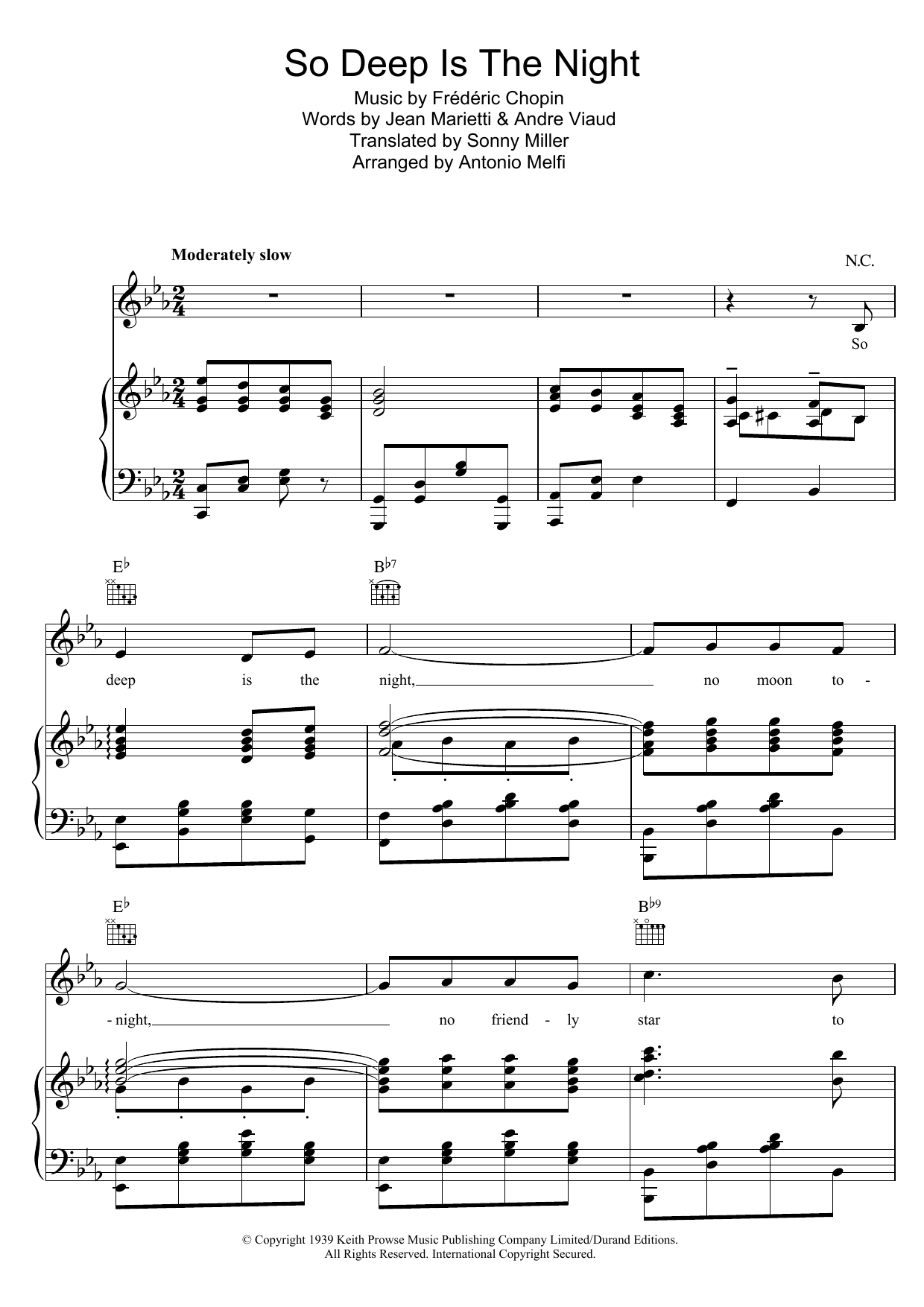 Yvette Darnac So Deep Is The Night Sheet Music Notes & Chords for Piano, Vocal & Guitar (Right-Hand Melody) - Download or Print PDF