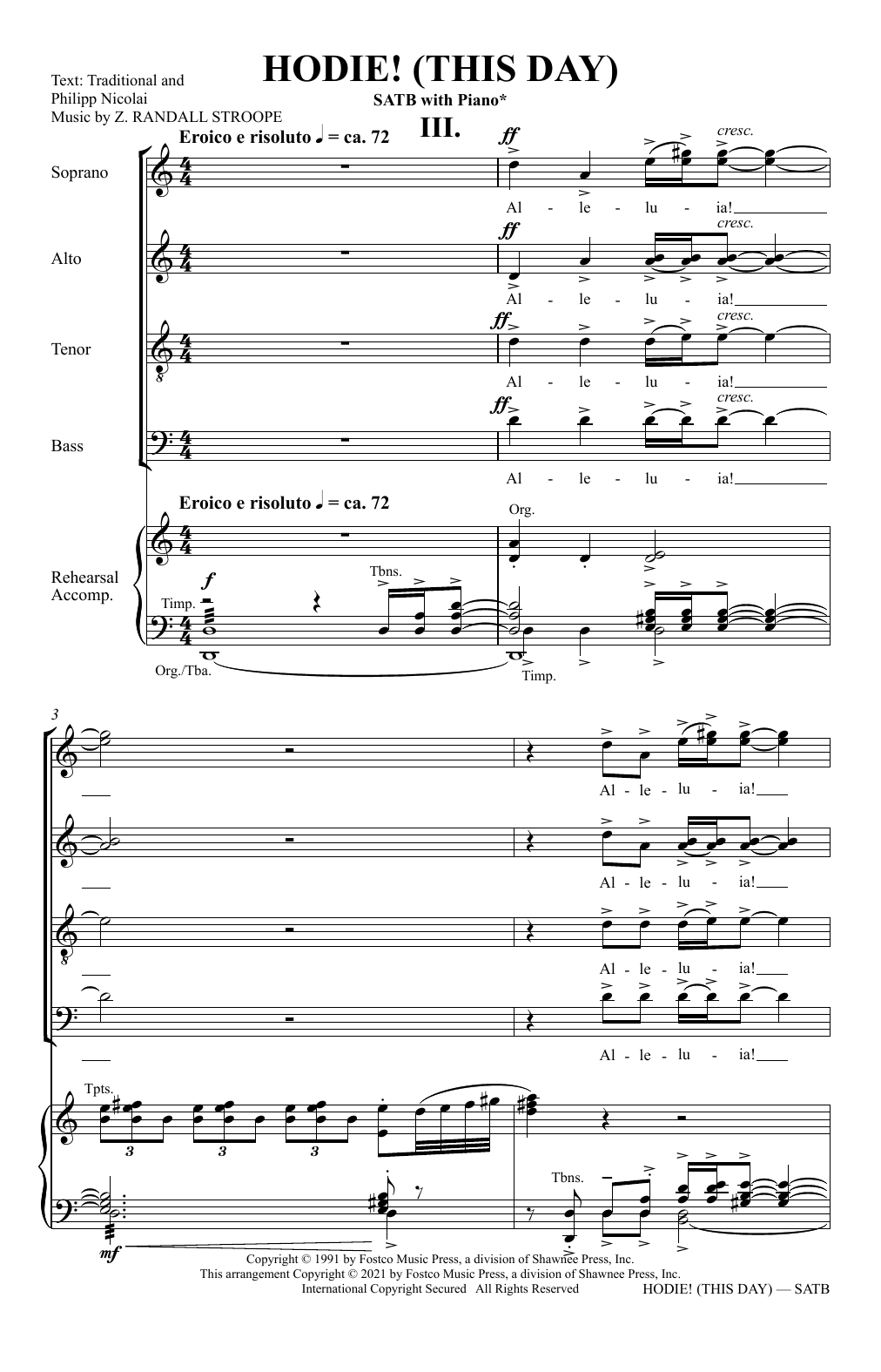 Z. Randall Stroope Hodie! (This Day) (Movement 3) Sheet Music Notes & Chords for SATB Choir - Download or Print PDF