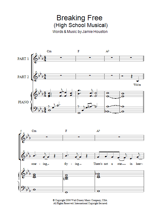 Zac Efron & Vanessa Hudgens Breaking Free (from High School Musical) (arr. Rick Hein) Sheet Music Notes & Chords for 2-Part Choir - Download or Print PDF