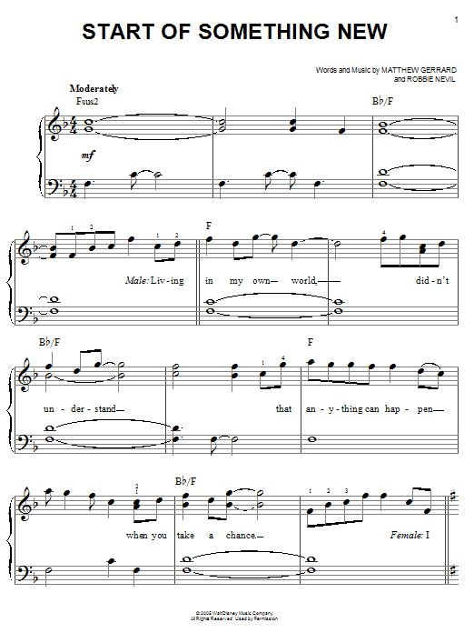 High School Musical Start Of Something New Sheet Music Notes & Chords for Piano - Download or Print PDF