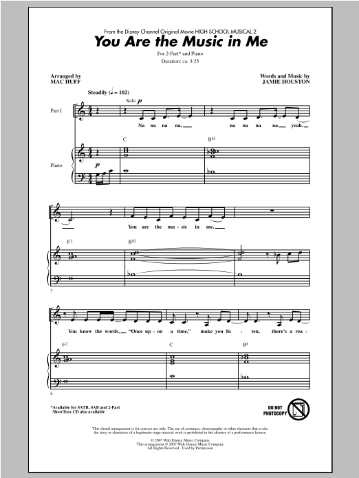 Mac Huff You Are The Music In Me Sheet Music Notes & Chords for SATB - Download or Print PDF