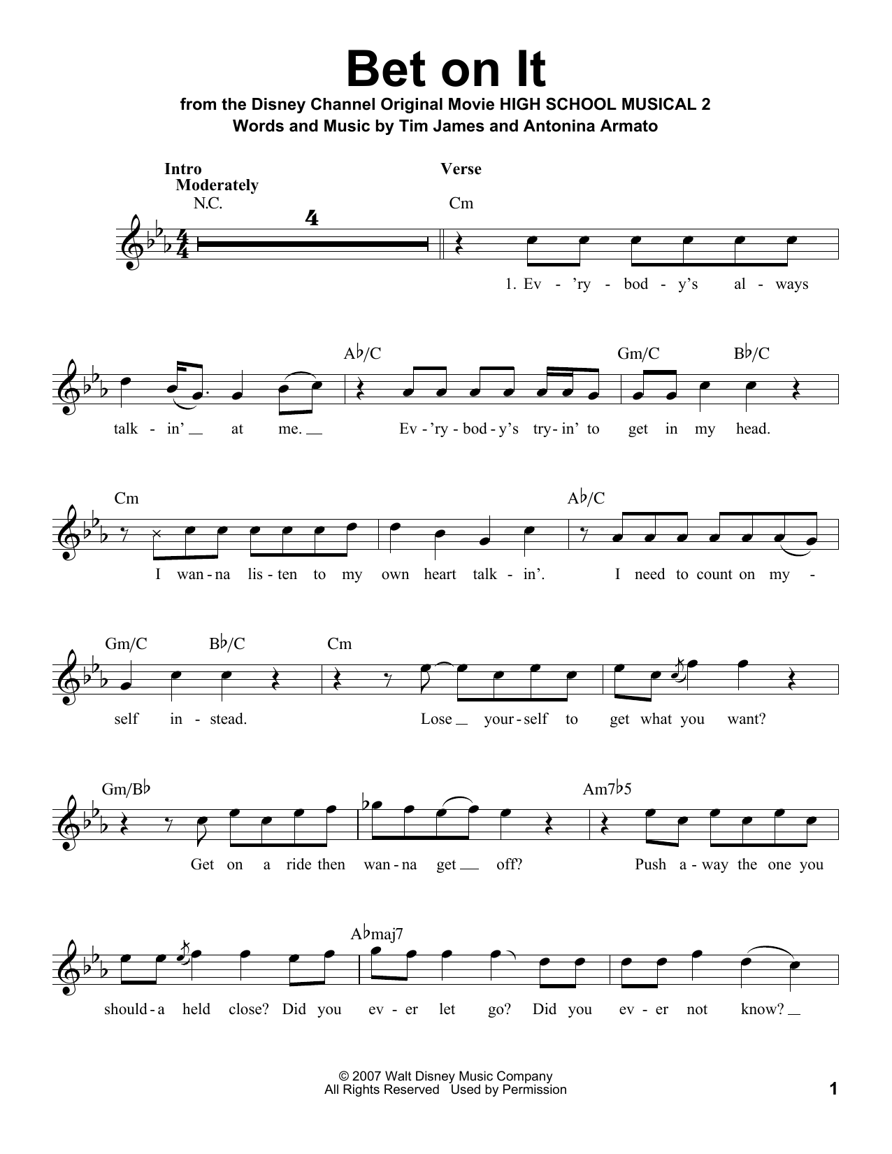 Zac Efron Bet On It Sheet Music Notes & Chords for Voice - Download or Print PDF