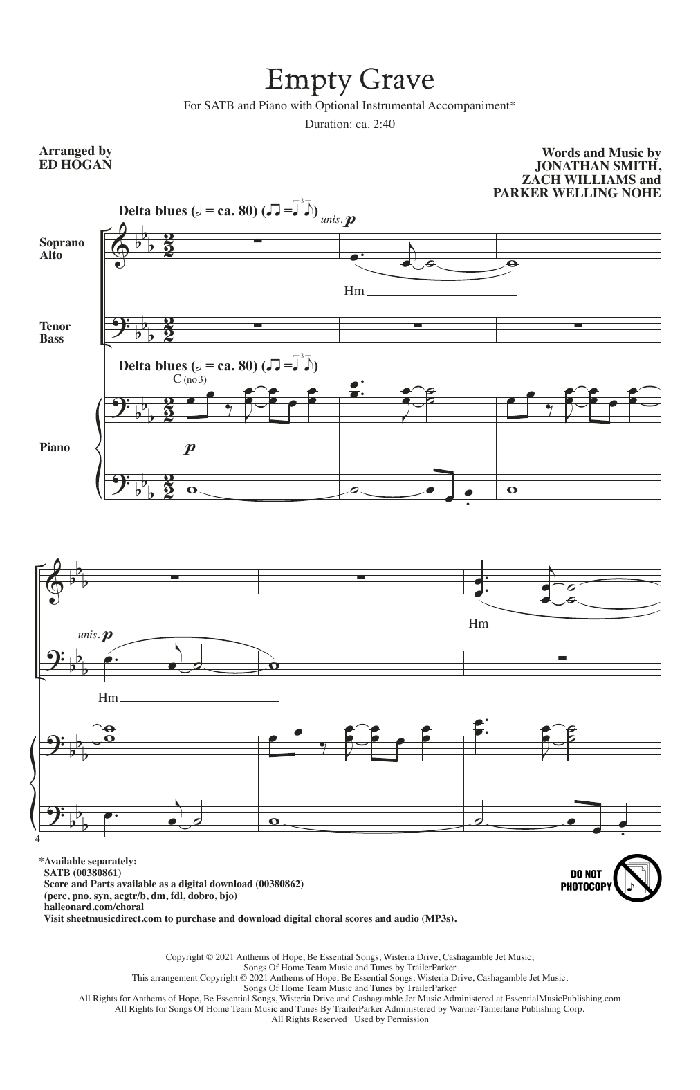Zach Williams Empty Grave (arr. Ed Hogan) Sheet Music Notes & Chords for SATB Choir - Download or Print PDF