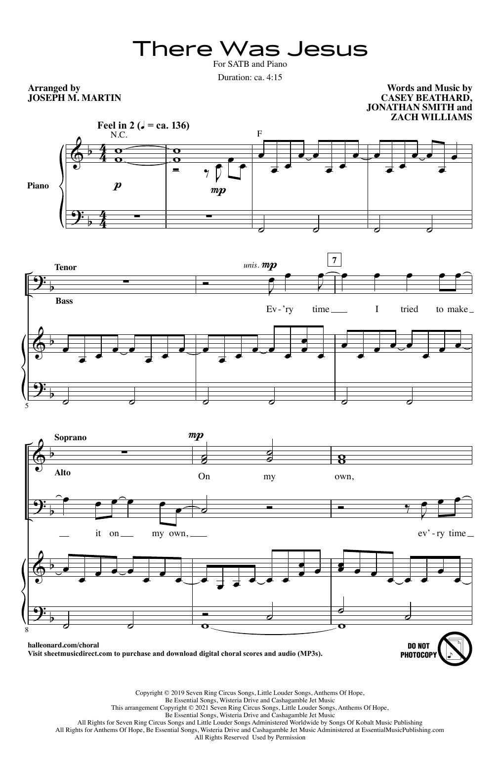 Zach Williams There Was Jesus (feat. Dolly Parton) (arr. Joseph M. Martin) Sheet Music Notes & Chords for SATB Choir - Download or Print PDF