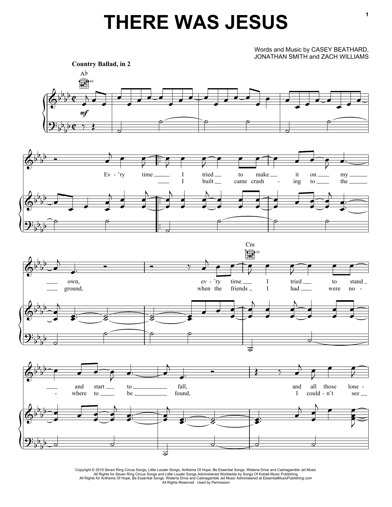 Zach Williams There Was Jesus (feat. Dolly Parton) Sheet Music Notes & Chords for Easy Piano - Download or Print PDF