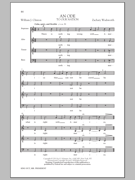 Zachary Wadsworth An Ode Sheet Music Notes & Chords for SATB - Download or Print PDF