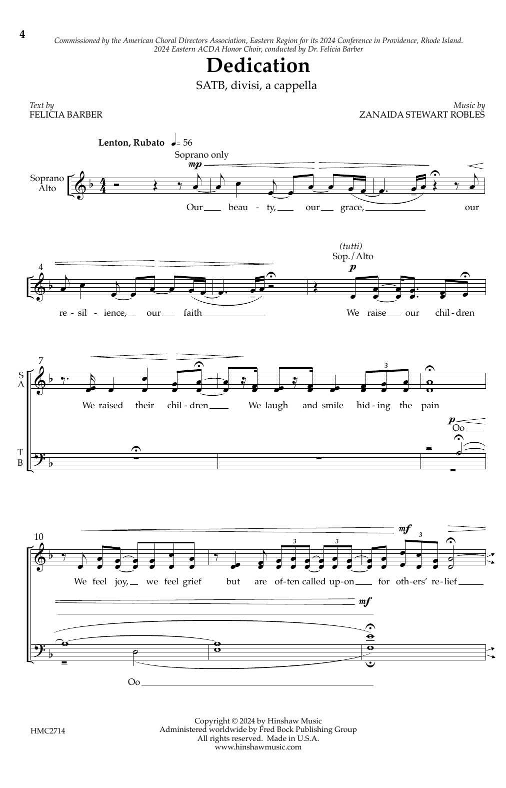 Zanaida Stewart Robles Dedication Sheet Music Notes & Chords for Choir - Download or Print PDF