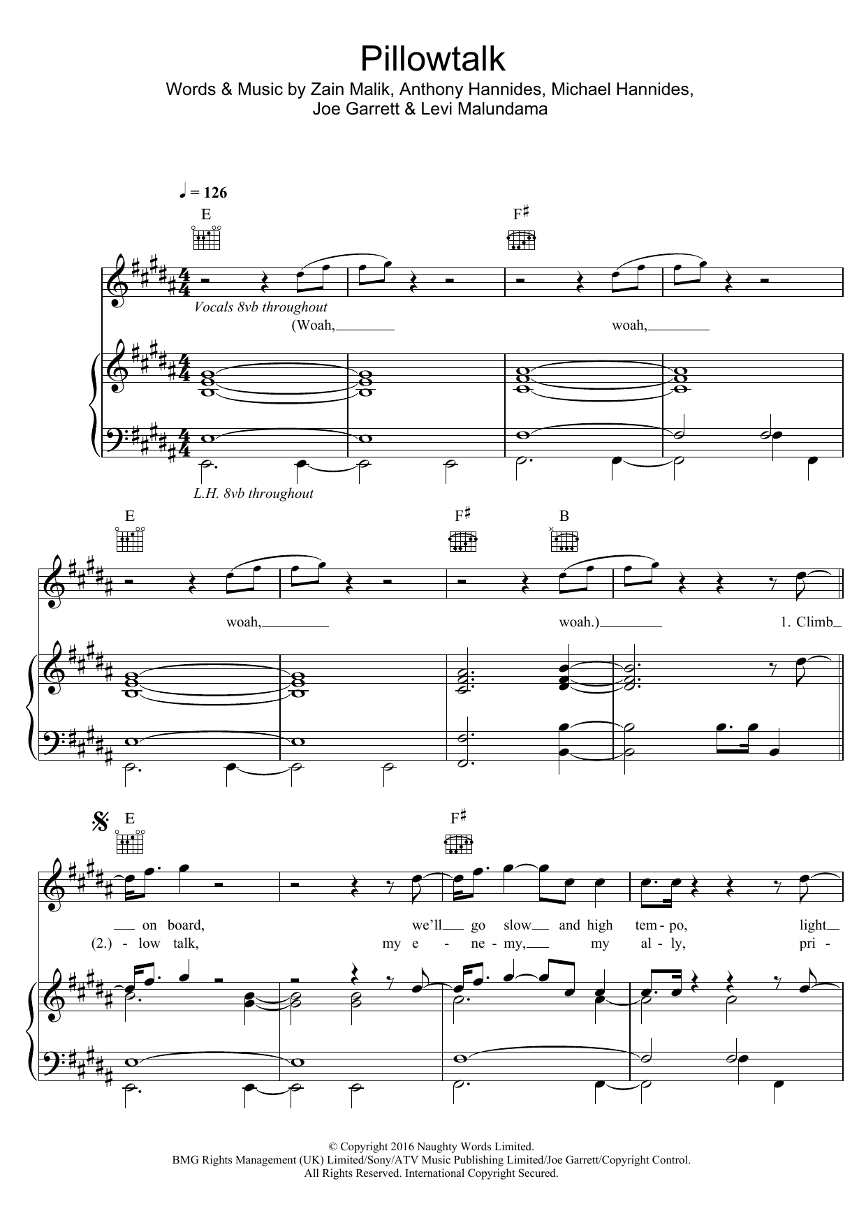 Zayn Pillowtalk Sheet Music Notes & Chords for Beginner Piano - Download or Print PDF