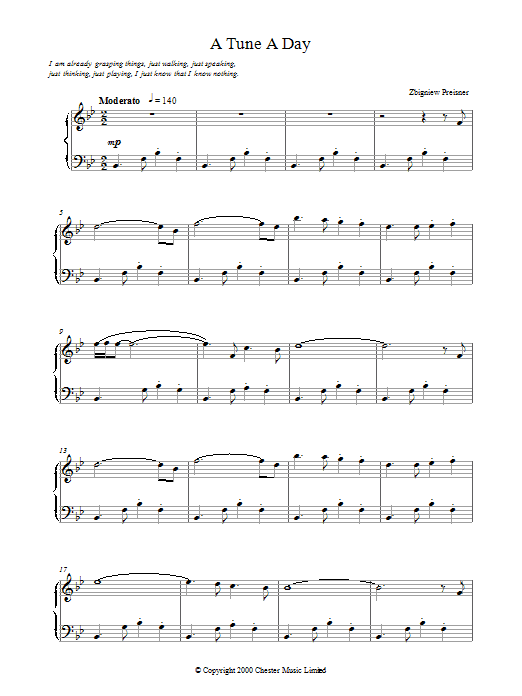 Zbigniew Preisner A Tune a Day Sheet Music Notes & Chords for Piano - Download or Print PDF Zbigniew Preisner A Tune a Day Sheet Music Notes & Chords for Piano - Download or Print PDF