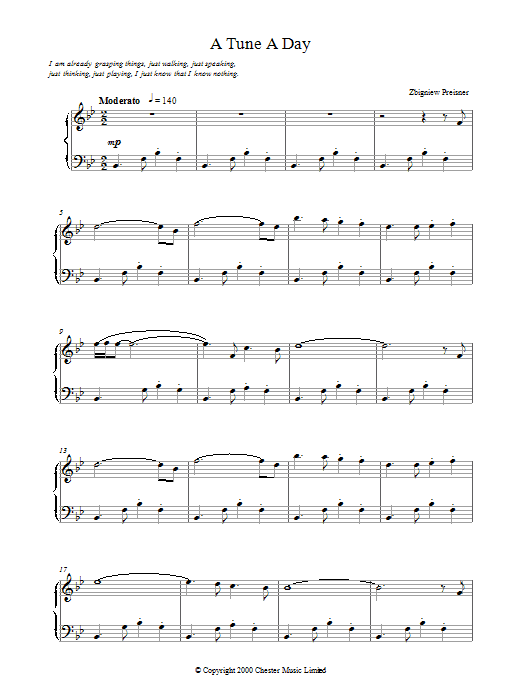 Zbigniew Preisner A Tune a Day Sheet Music Notes & Chords for Piano - Download or Print PDF