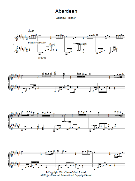 Zbigniew Preisner Aberdeen Sheet Music Notes & Chords for Piano - Download or Print PDF