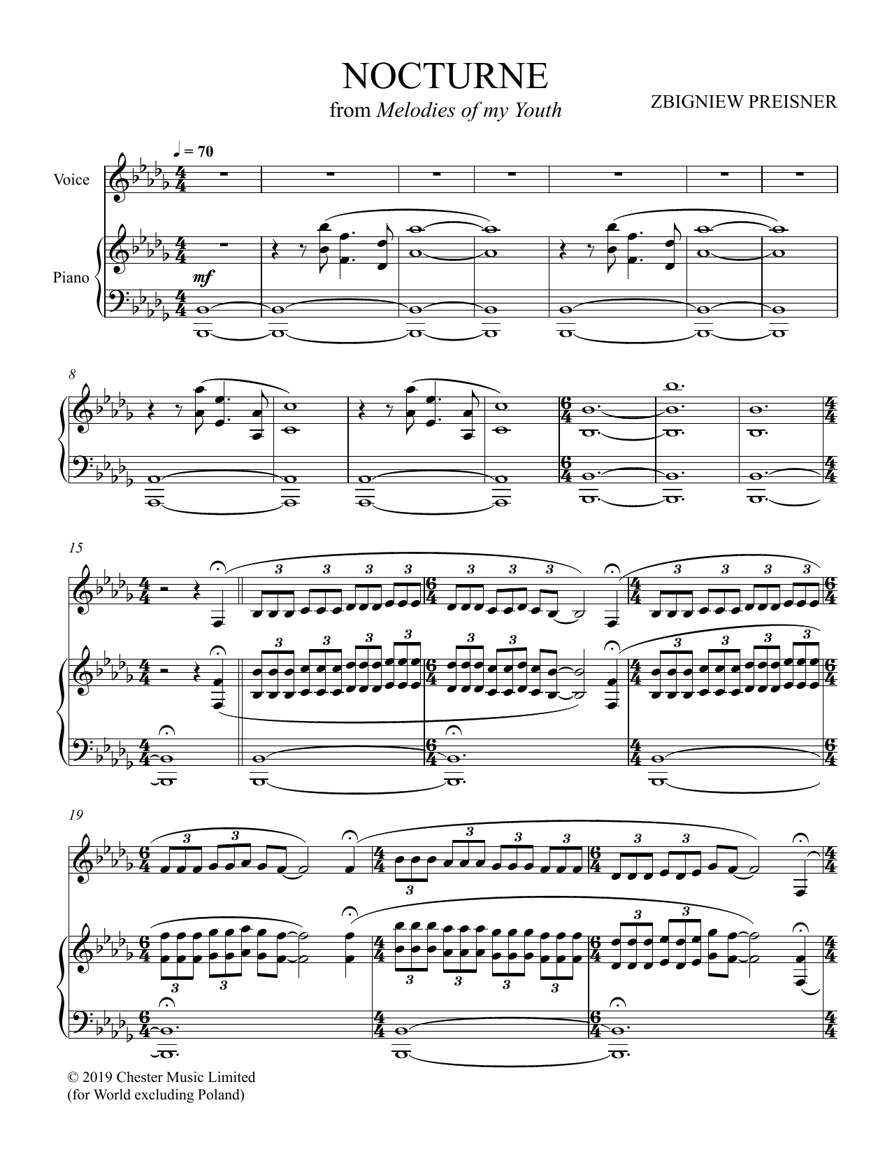 Zbigniew Preisner Nocturne Sheet Music Notes & Chords for Piano & Vocal - Download or Print PDF