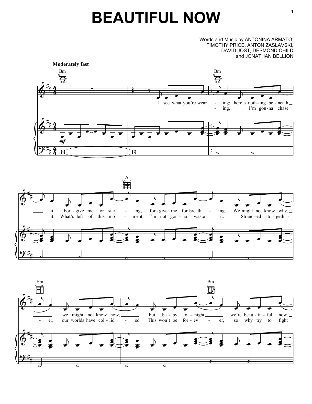Zedd Beautiful Now Sheet Music Notes & Chords for Piano, Vocal & Guitar (Right-Hand Melody) - Download or Print PDF
