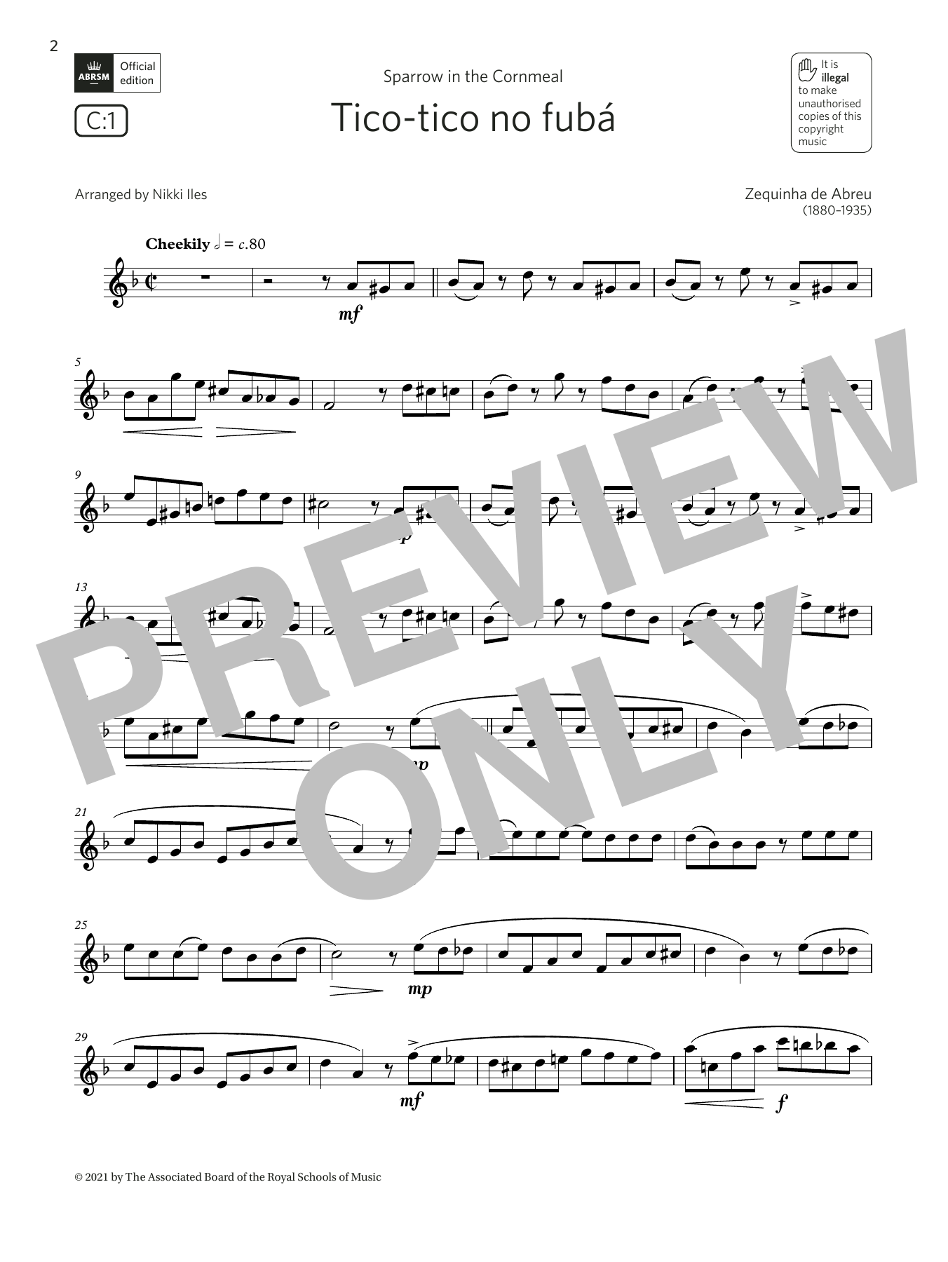Zequinha de Abreu Tico-tico no fubá (Grade 5 List C1 from the ABRSM Flute syllabus from 2022) Sheet Music Notes & Chords for Flute Solo - Download or Print PDF