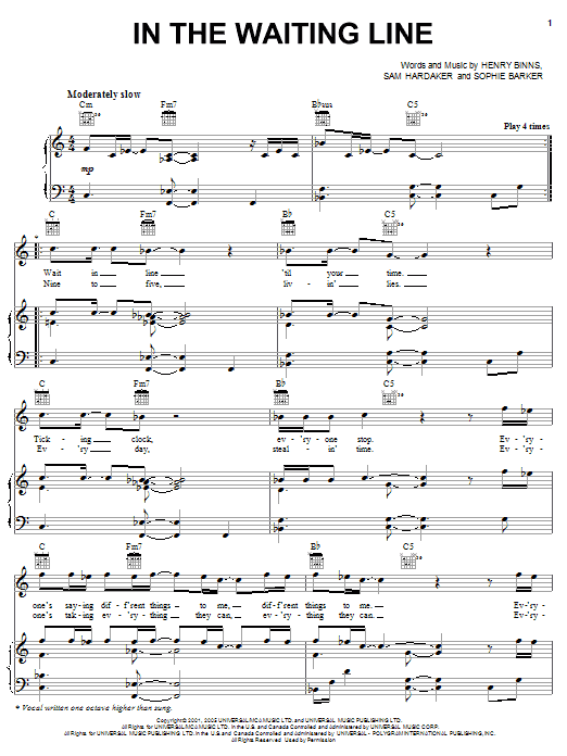 Zero 7 In The Waiting Line Sheet Music Notes & Chords for Piano, Vocal & Guitar (Right-Hand Melody) - Download or Print PDF