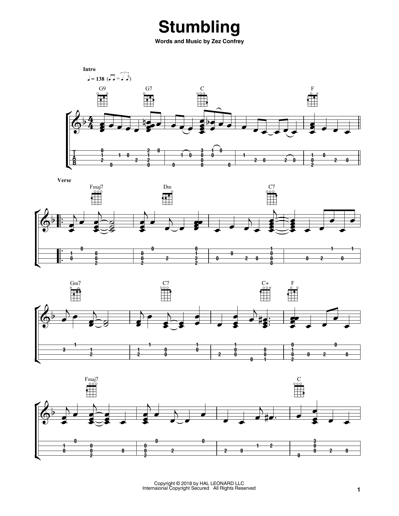 Fred Sokolow Stumbling Sheet Music Notes & Chords for Ukulele - Download or Print PDF