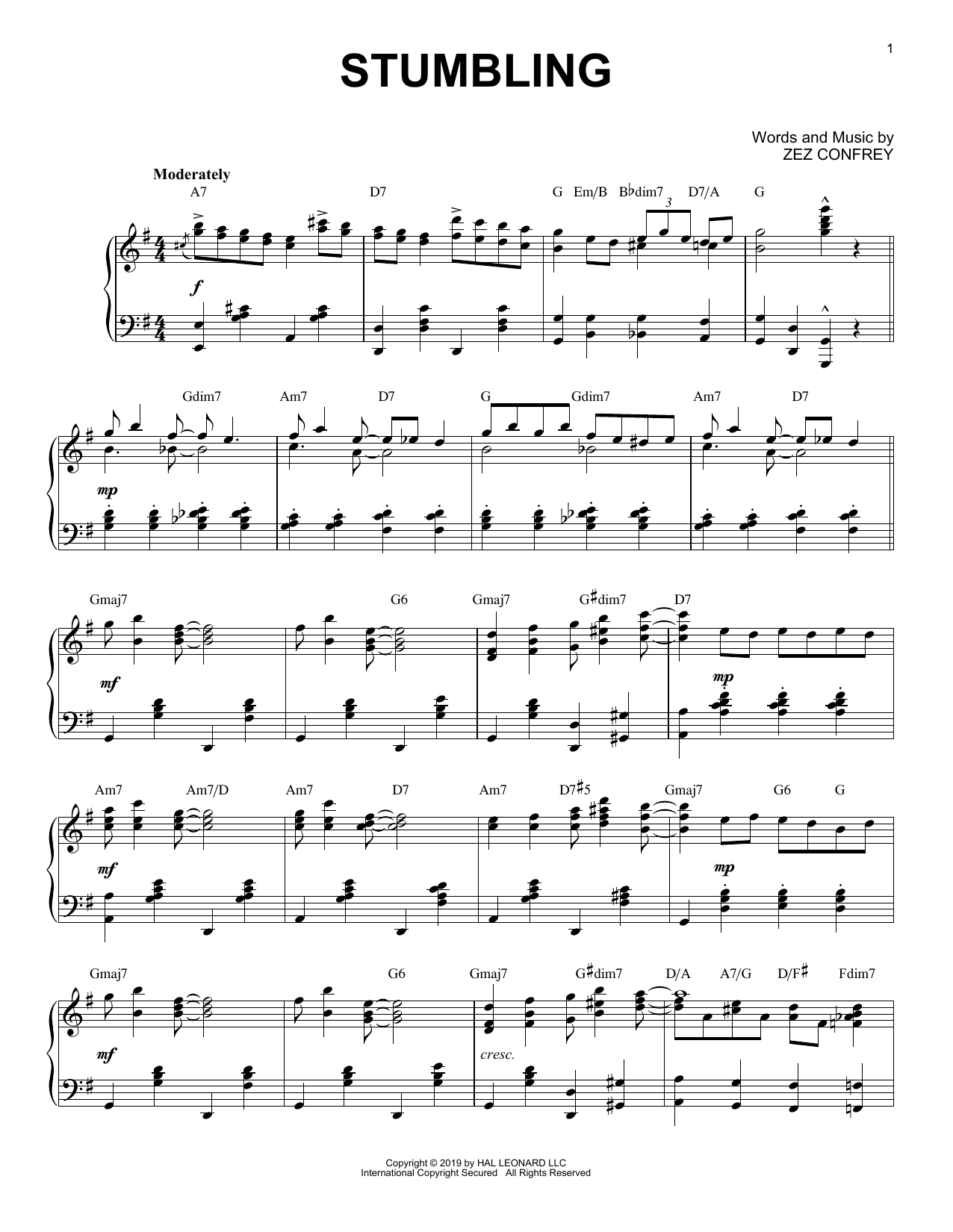 Zez Confrey Stumbling [Jazz version] Sheet Music Notes & Chords for Piano Solo - Download or Print PDF