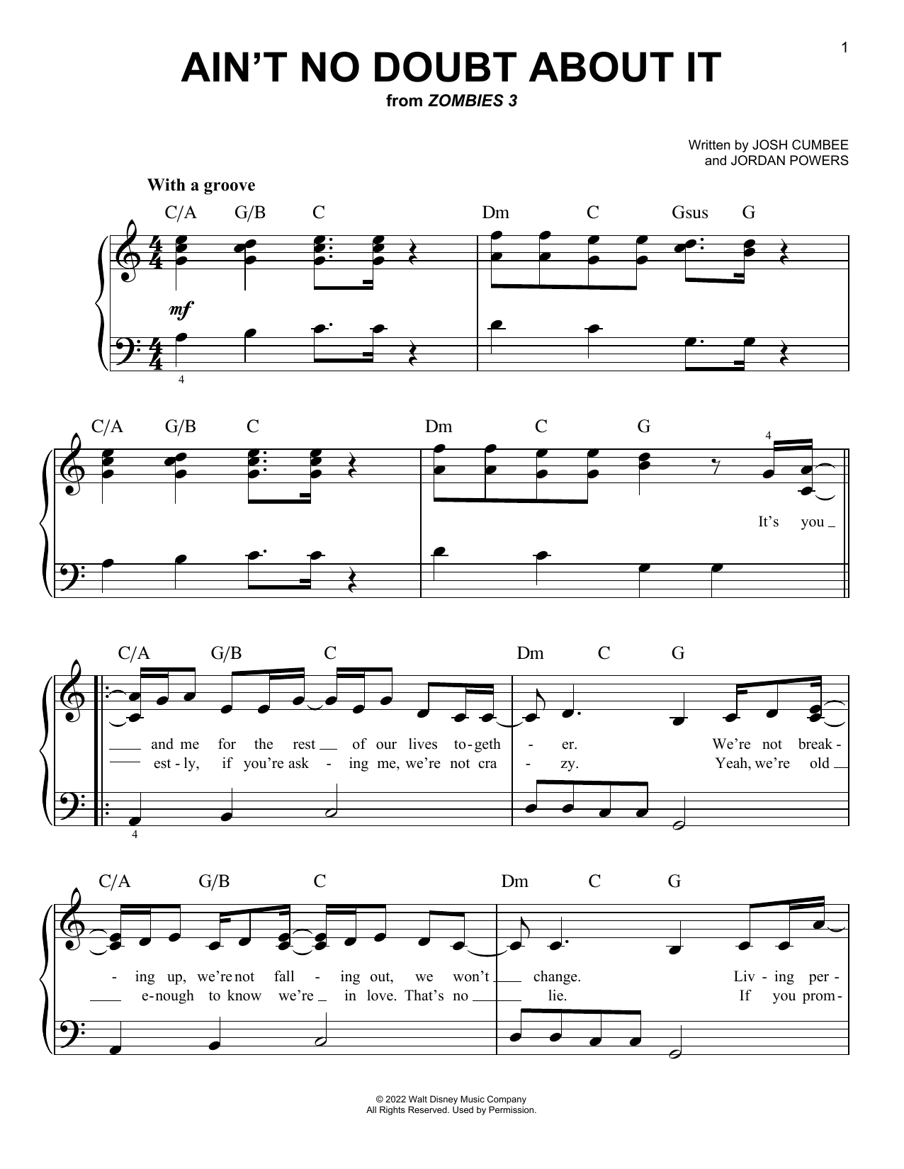 Zombies Cast Ain't No Doubt About It (from Disney's Zombies 3) Sheet Music Notes & Chords for Easy Piano - Download or Print PDF