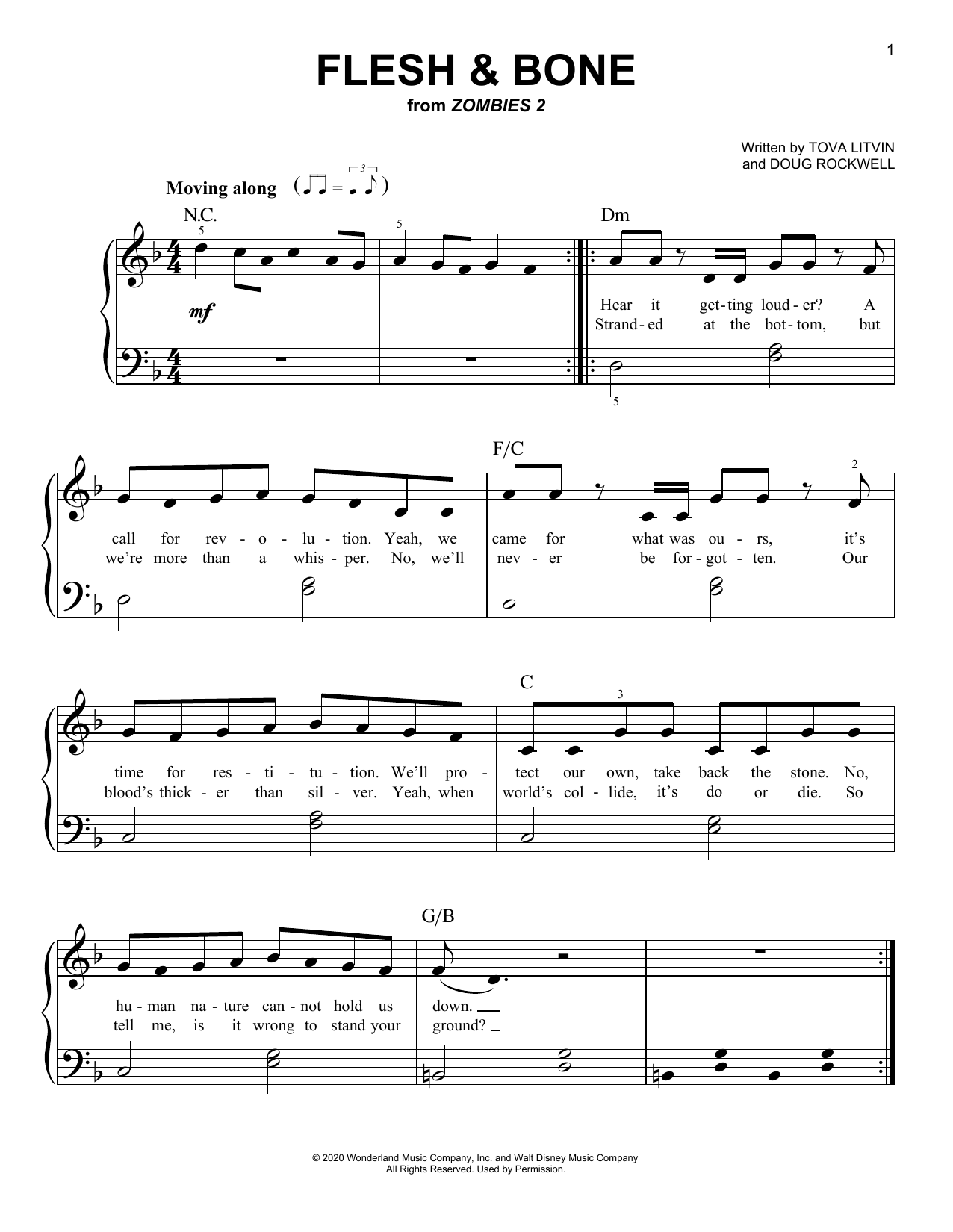 Zombies Cast Flesh & Bone (from Disney's Zombies 2) Sheet Music Notes & Chords for Easy Piano - Download or Print PDF