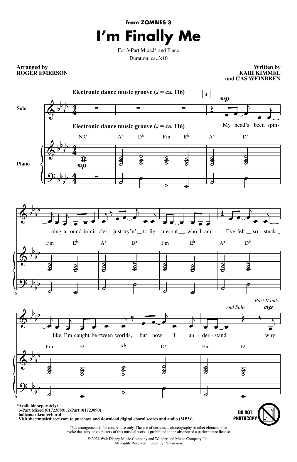 Zombies Cast I'm Finally Me (from Disney's Zombies 3) (arr. Roger Emerson) Sheet Music Notes & Chords for 2-Part Choir - Download or Print PDF