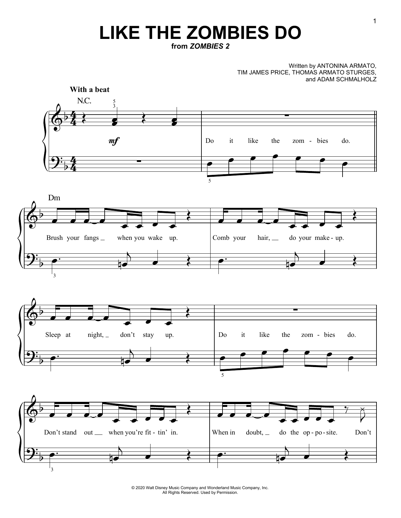 Zombies Cast Like The Zombies Do (from Disney's Zombies 2) Sheet Music Notes & Chords for Easy Piano - Download or Print PDF
