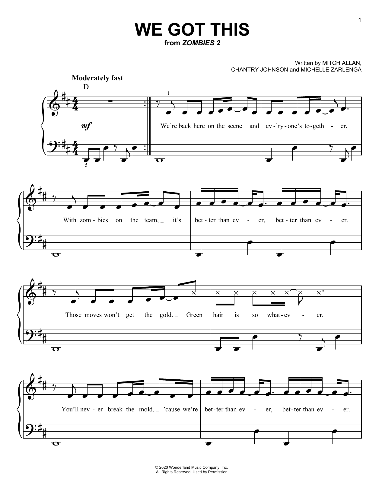 Zombies Cast We Got This (from Disney's Zombies 2) Sheet Music Notes & Chords for Easy Piano - Download or Print PDF