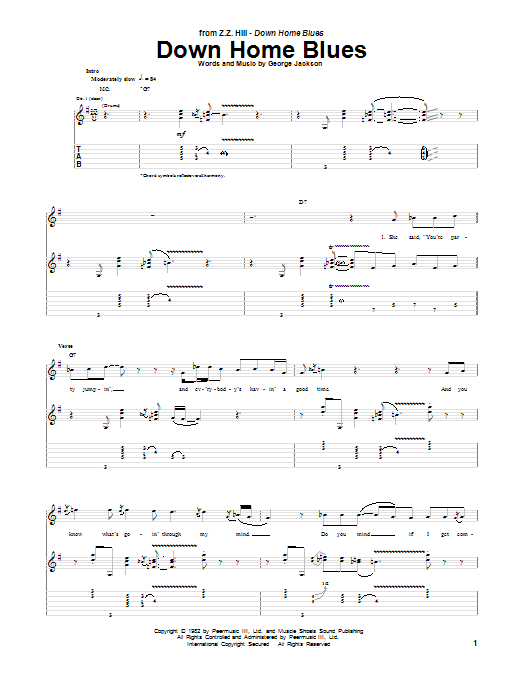 Z.Z. Hill Down Home Blues Sheet Music Notes & Chords for Guitar Tab - Download or Print PDF Z.Z. Hill Down Home Blues Sheet Music Notes & Chords for Guitar Tab - Download or Print PDF