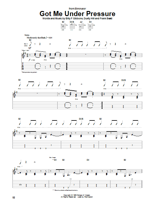 ZZ Top Got Me Under Pressure Sheet Music Notes & Chords for Guitar Tab - Download or Print PDF ZZ Top Got Me Under Pressure Sheet Music Notes & Chords for Guitar Tab - Download or Print PDF