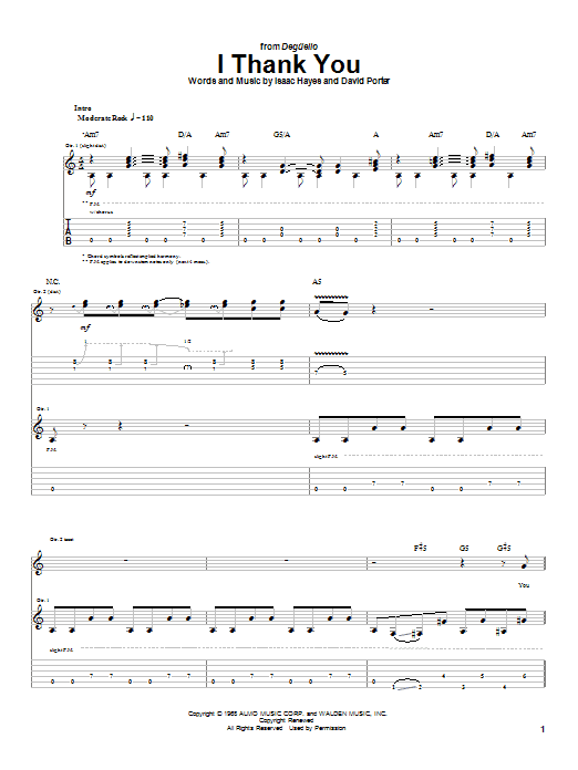 ZZ Top I Thank You Sheet Music Notes & Chords for Guitar Tab - Download or Print PDF