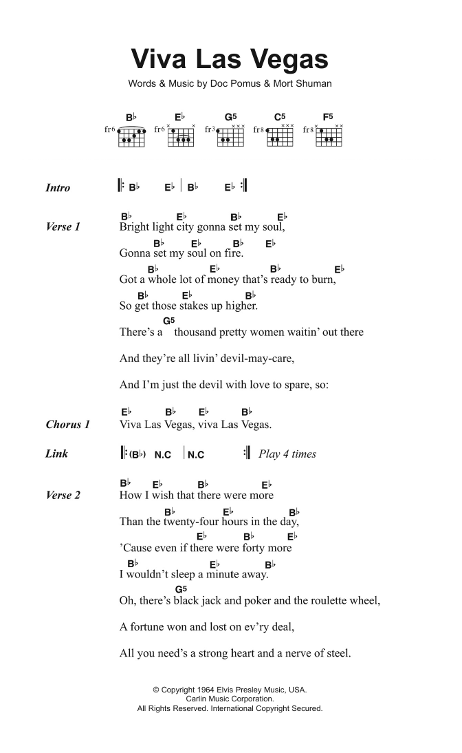 ZZ Top Viva Las Vegas Sheet Music Notes & Chords for Lyrics & Chords - Download or Print PDF ZZ Top Viva Las Vegas Sheet Music Notes & Chords for Lyrics & Chords - Download or Print PDF