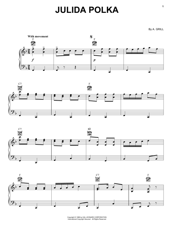 A. Grill Julida Polka Musik Noten - Piano Solo - 69229-0
